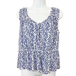 Lucky Brand Blue and White Floral Peplum Tank